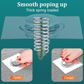 JKDESIGN Loại Press-Type Thoát nước sàn, Loại bàn đạp bằng thép không gỉ Vòi hoa sen Chân thoát nước, Vuông bền bật lên Bounce Bộ lọc sàn thoát nước chống mùi hôi