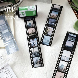 Jianwu 25mm * 200cm Phim Nghệ Thuật Series Vintage Đơn Giản Mực Trắng Chống Thấm Nước PET Băng Sáng Tạo DIY Tạp Chí Cắt Dán Trang Trí Văn Phòng Phẩm