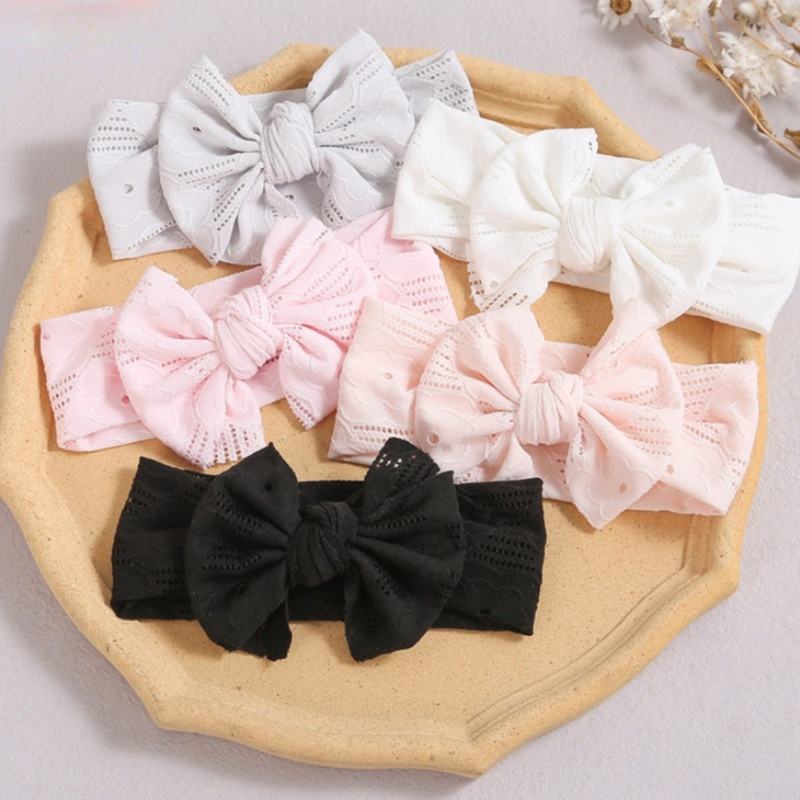 FL Màu Trơn Nơ Đầu Trẻ Em Băng Đô Quấn Tóc Rộng Mùa Xuân Turban Ren Tóc Nơ