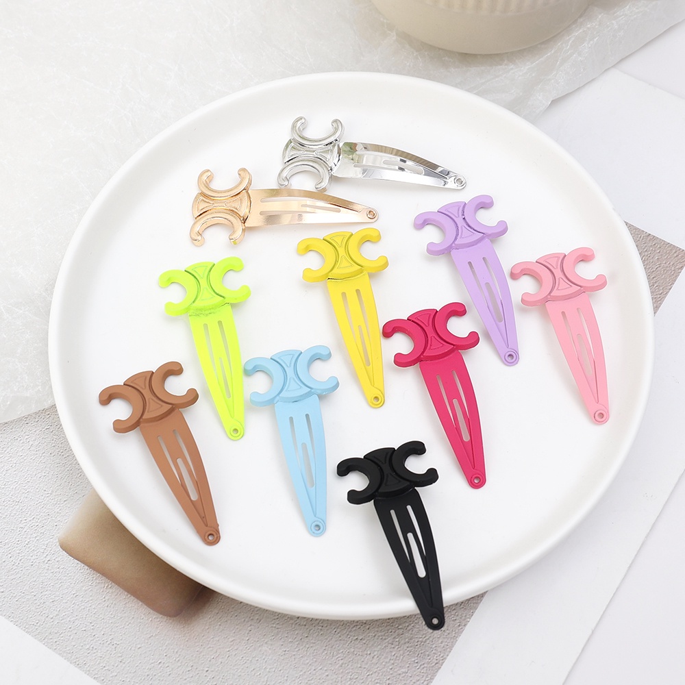 Kẹp Tóc BB / Kẹp Tóc Mái Bằng Kim Loại Màu Macaron Cỡ Lớn Phong Cách Âu Mỹ Cổ Điển Thời Trang Cho Nữ