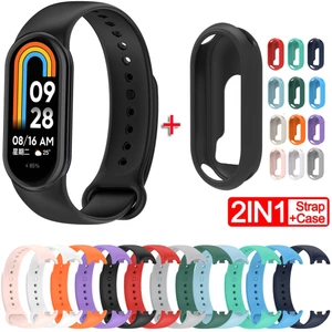 Dây đeo & Vỏ cho Xiaomi Smart Band 10 9 8 Dây đeo đồng hồ silicon Vòng đeo tay Vỏ bảo vệ cho Xiaomi Band 8 9 10 MiBand 8 Màu cổ tay TPU Correa