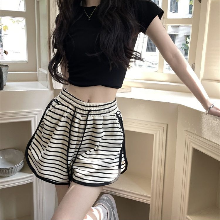 Quần Short Thể Thao Sọc Mùa Hè Mới Rời Ôm Cao Cấp Kích Thước Lớn Quần ngắn ống rộng Thường Ngày