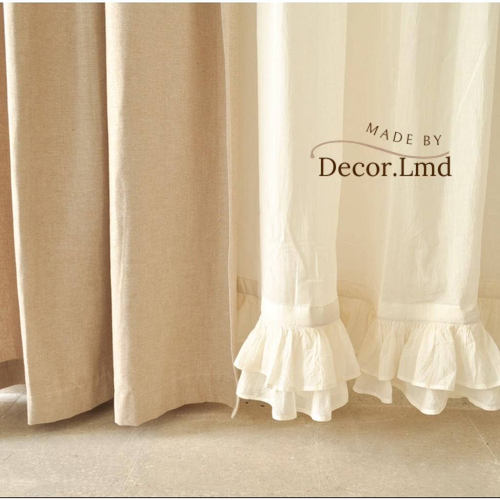 Rèm cửa sổ linen be sáng phối nhún bèo dưới chân 2 tầng, màn cửa linen ...