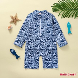 Mg-kid Bé Trai Áo Liền Quần Áo Bơi Tay Dài Cổ Tròn Dây Kéo Bãi Biển Bể Bơi Body Đồ Bơi Quần Ngắn