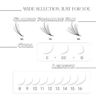 Mi fan Line, dây katun - wisspy 7d -0.07- cong C-CC-D LASHES SUPPLY,hộp 1000 fan, mi volume, dụng cụ nối mi