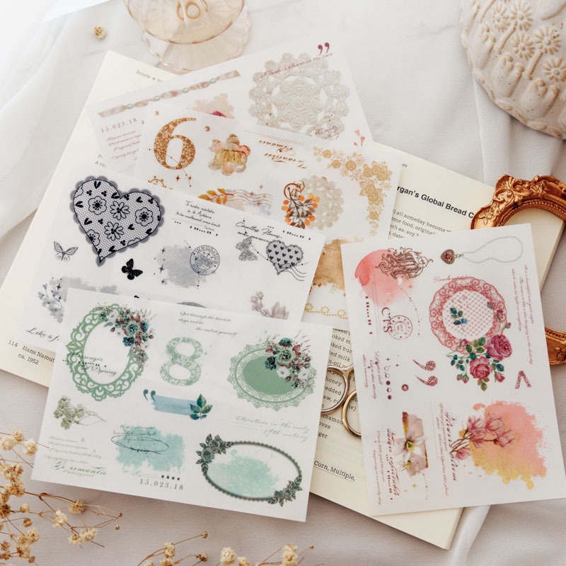 Enwei 3 sheets [rococo's dream series] aesthetic journal stickers pvc ...