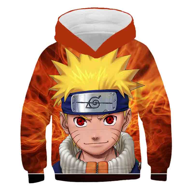 Naruto hoodies mới đến mùa thu bé trai cô gái áo nỉ kakashi in 3d trẻ em quần áo dài tay thể thao
