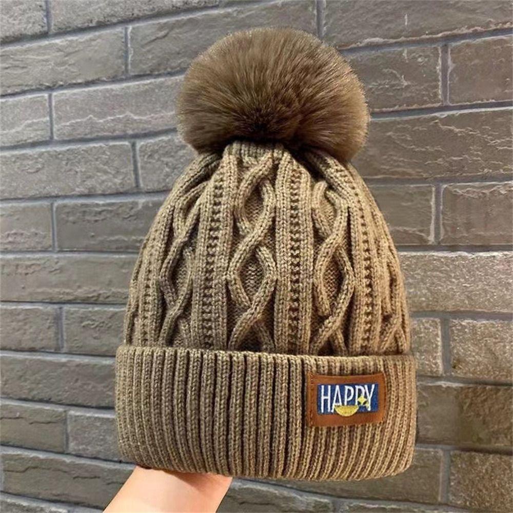 Mũ dệt kim KEYRA dày giữ ấm, thời trang với pompom