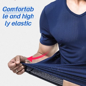 Áo Thun Thể Thao Tay Ngắn Cổ Chữ V Phối Lưới Thoáng Khí Thời Trang Mùa Hè Cho Nam 218