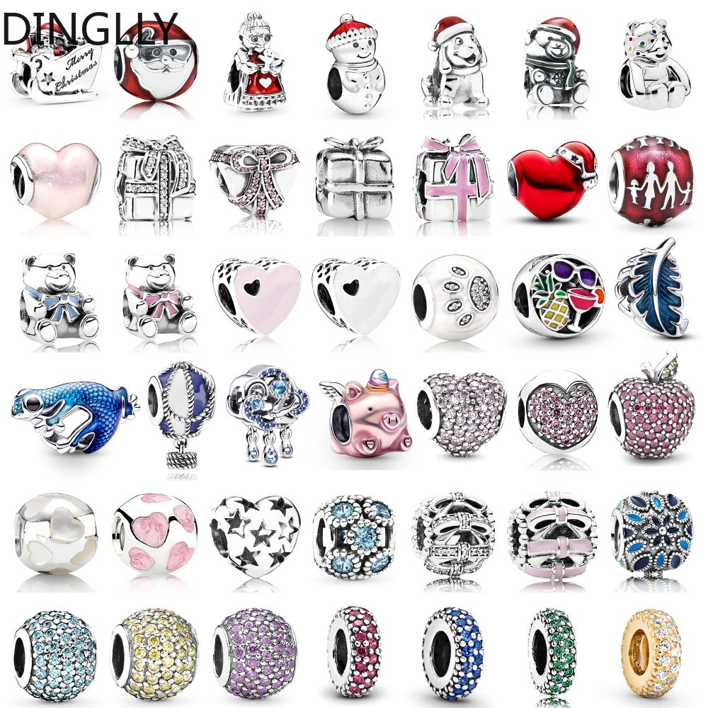 Hạt Charm Màu Bạc Hình Ông Già Noel / Trái Tim Dùng Làm Trang Sức DIY