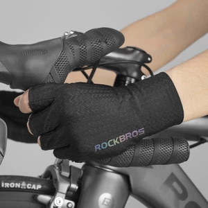 Rockbros Găng Tay Hở Ngón Vải Lụa Lạnh Mềm Mại Thoáng Khí Chống Trượt Tiện Dụng Khi Đạp Xe