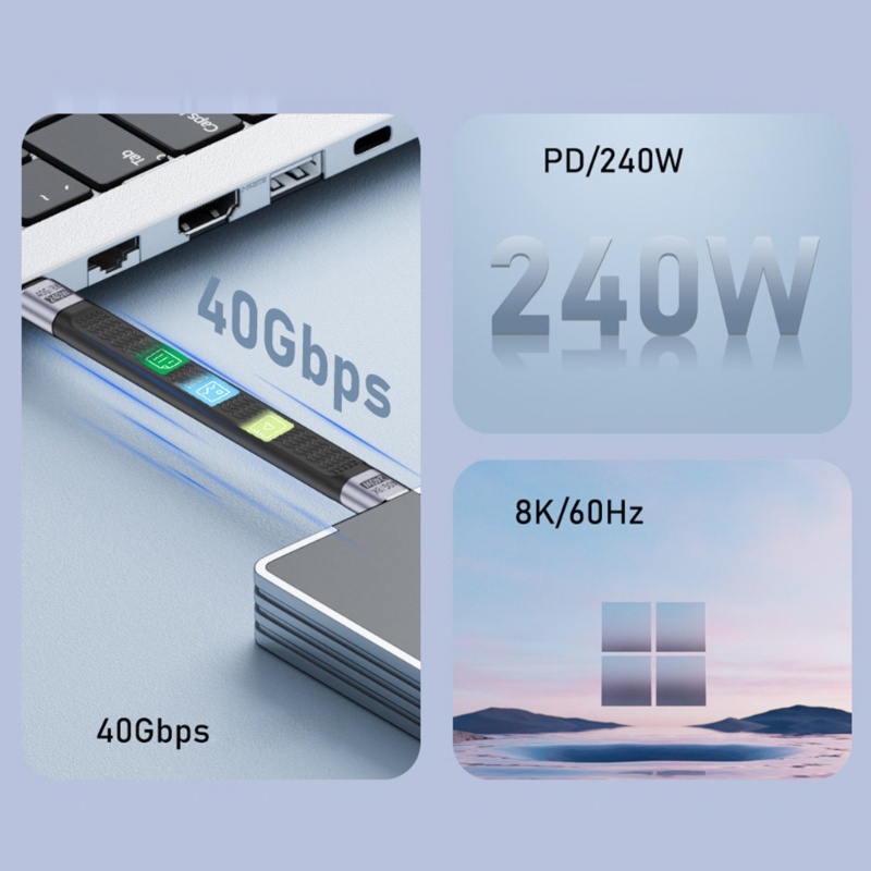 Trại Ngắn USB C Sang USB C Cáp Nam Đến Nam 240W Sạc Nhanh 8K Dây Video 40Gbps Dây Dữ Liệu Bền Loại C Chargi