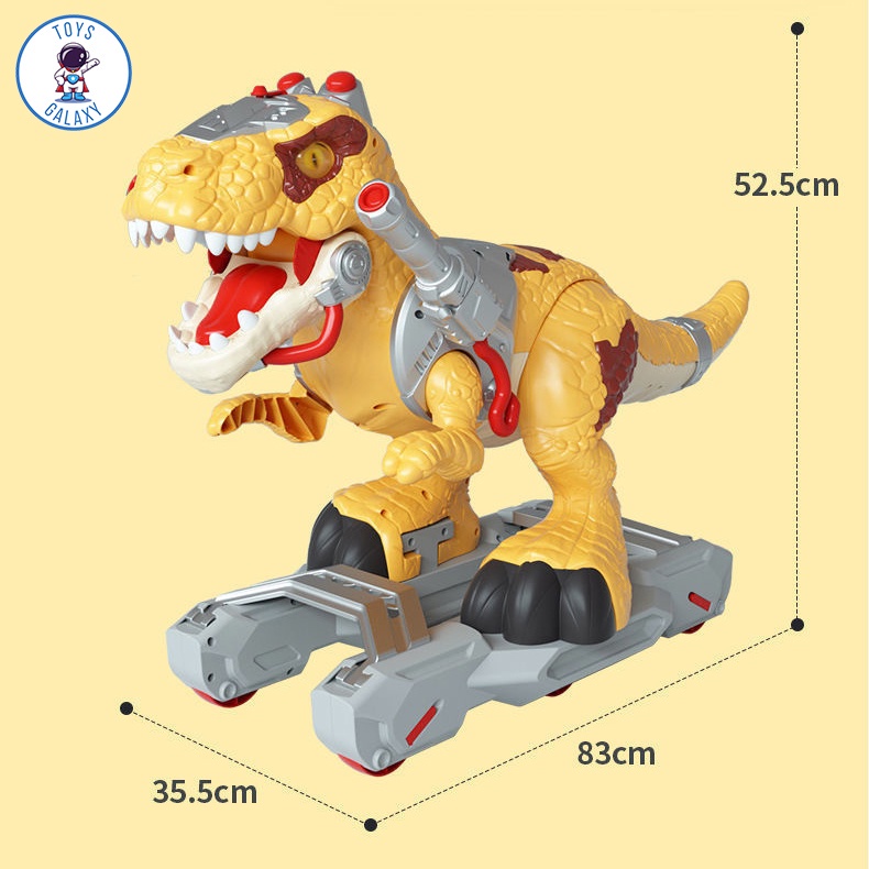 Xe Chòi Chân Khủng Long Bạo Chúa Tyrannosaurus Cho Bé Lớn Có Đèn, Nhạc phun khkh