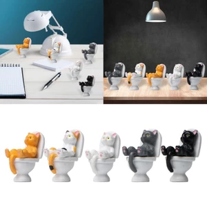 SA Mèo Trên Nhà Vệ Sinh Vườn Thu Nhỏ Vật Trang Trí Nhà Cửa Nhựa Hoạt Hình Hình Hình