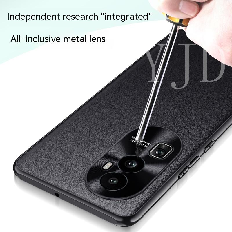 Ốp Điện Thoại Bằng Da Và Kim Loại Chống Sốc Cho OPPO Reno 10 Pro+