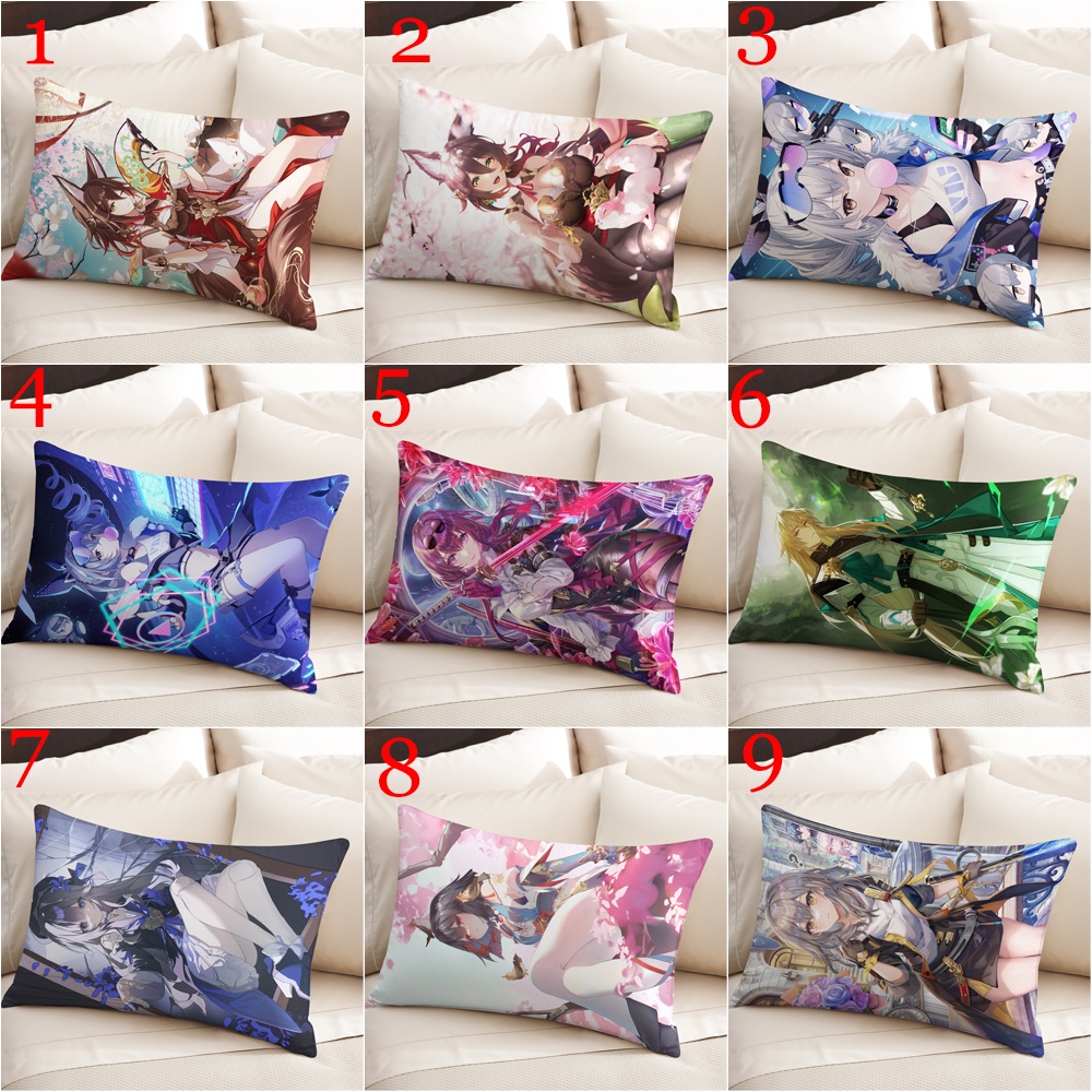 Honkai: Vỏ Gối Polyester Một Mặt Hình Chữ Nhật In Đường Ray Ngôi Sao March 7th /Seele /Himeko / Wolf /Jing Yuan / Tingyun Trang Trí Nhà Cửa (Không Kèm Lõi)