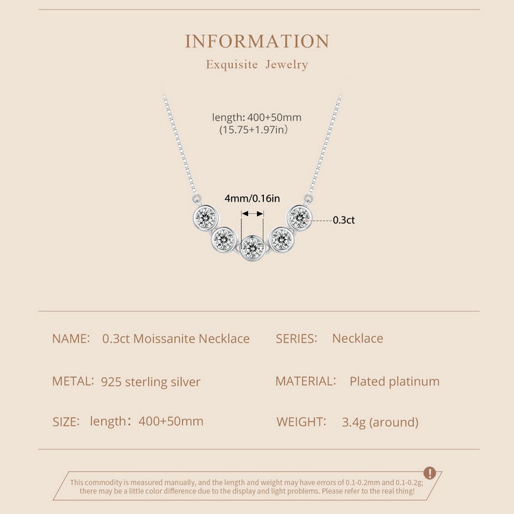 Vòng cổ BAMOER bạc 925 vvs1 d màu 0.3 carat đá moissanite chính hãng MSN022