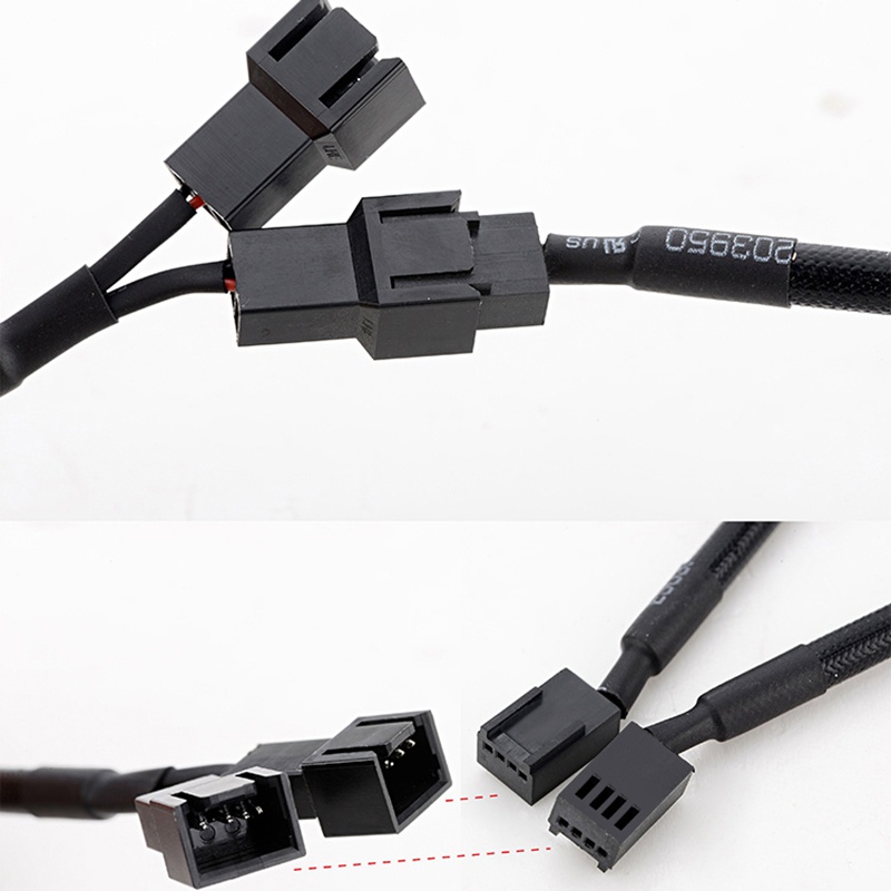 Cáp bện 1 đến 2 chiều Y Splitter 3 / 4 Pin PWM Nam Kết Nối Quạt Máy Tính PC Quạt Nối Dài Cáp