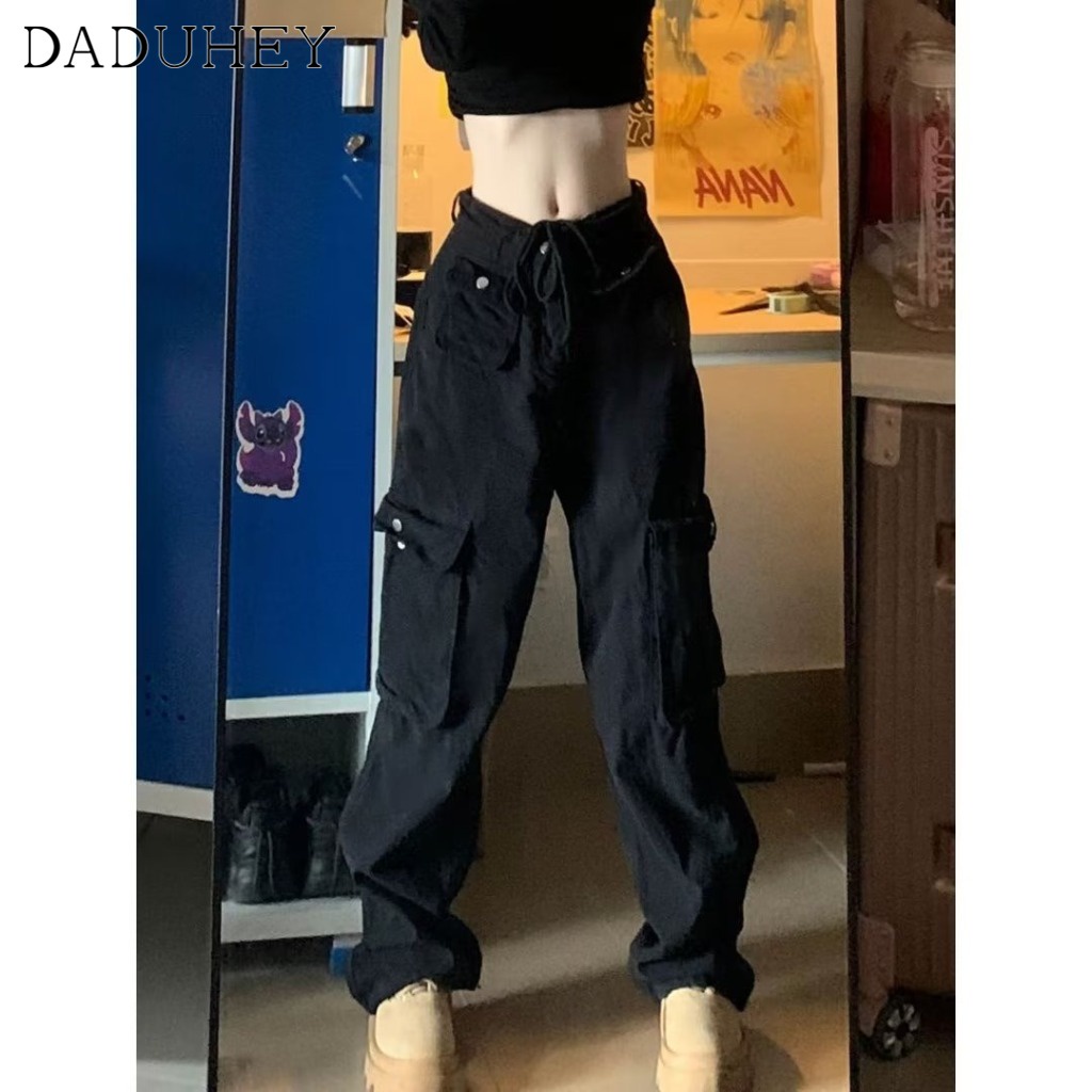 Ảnh DaDuHey New American Ins High Street Retro Casual Pants Niche High Waist Wide Leg Pants Large Size Trousers 4
