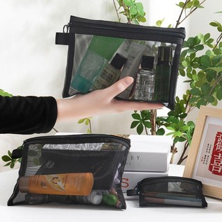 Megoce Trang điểm, Túi đựng mỹ phẩm lưới màu đen, Túi xách có dây kéo Túi đựng trong suốt Du lịch