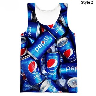 Thời trang thể thao tank top đồ uống có ga mới pepsi in 3d quần jean thường
