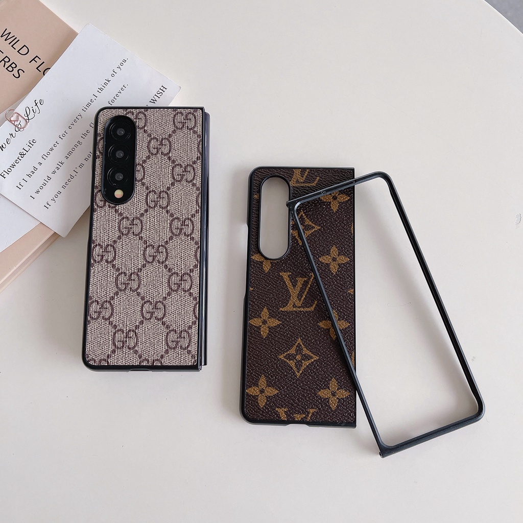 Thiết kế sang trọng Vỏ điện thoại gấp da PU cổ điển cổ điển cho Samsung Galaxy Z Fold 1 2 3 Z Fold 4 5G Vỏ cho Z Fold3 Vỏ bảo vệ thiết kế phong cách xu hướng