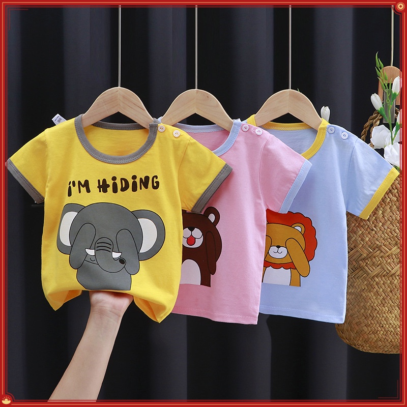 Áo Thun Trẻ Em Quần Áo Trẻ Em Tay Ngắn Mùa Hè Cotton Nguyên Chất Bé Trai Hoạt Hình Top Bé Gái Phong Cách Mới Phiên Bản Hàn Quốc ZD6D