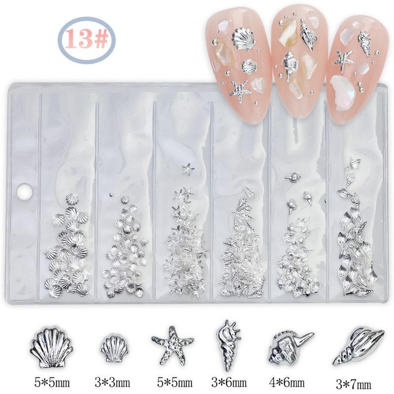 Hộp Hạt Kim Loại 6 Ngăn Đính Móng Trang Trí Nghệ Thuật 3D