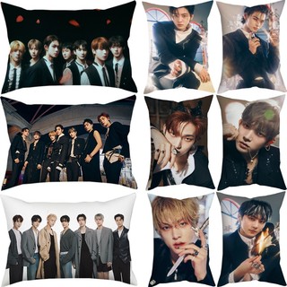 Vỏ gối ENHYPEN < DARK BLOOD > Jungwon, Jay, Jake, Ni-Ki, Heesung, Sunghoon và Sunoo Vỏ gối Polyester một mặt Vỏ đệm ghế Sofa ô tô Trang trí nhà cửa (Không có lõi)