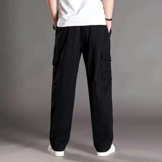 Oversize 50-130KG Nam Hàng Hóa Đen Nhiều Túi Làm Việc Kinh Doanh Co Giãn Eo Plus Kích Thước Quần 6XL 5XL