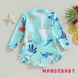 Mgg-kids Bé Gái Bikini Dài Tay Đồ Bơi Đứng Cổ Biển In Hình Động Vật Đồ Bơi Cho Bãi Biển Mùa Hè