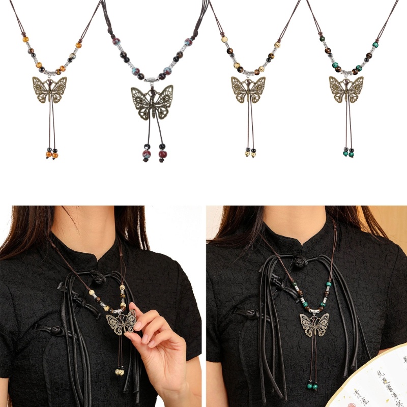Vòng cổ bướm choker gốm sứ đính hạt - xu hướng thời trang cho nữ