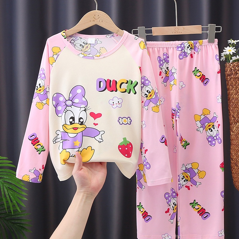 Trẻ Em Bộ Đồ Ngủ Trẻ Em 95-155cm Xuân Thu Quần Dài Tay Bé Gái Mỏng Hoạt Hình Công Chúa Bộ Đồ Ngủ Trung Lớn Trẻ Em Bé Trai Trẻ Em Học Sinh Homewear Suit A5G6