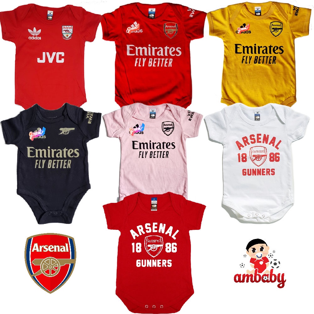 22-23 Áo liền quần bóng đá cho bé mùa giải mới Arsenall cho bé 0-12 tháng DURZ