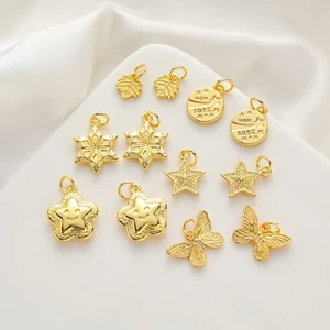 Mặt Dây Chuyền Hình Ngôi Sao / Lá Phong 18k Màu Vàng Nhạt Tự Làm Vòng Tay / Dây Chuyền Thủ Công