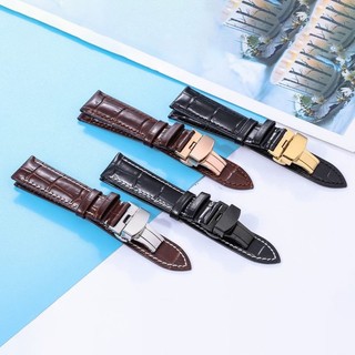 Dây Đeo Đồng Hồ Bằng Da 20mm 22mm Khóa Bấm Màu Vàng Hồng / Đen / Nâu 18 / 19 / 24mm Thời Trang Công Sở Cho Nam Và Nữ
