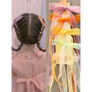 Set 2 Kẹp Tóc Nơ Ruy Băng Bản Nhỏ Cho Bé Gái HaminStore