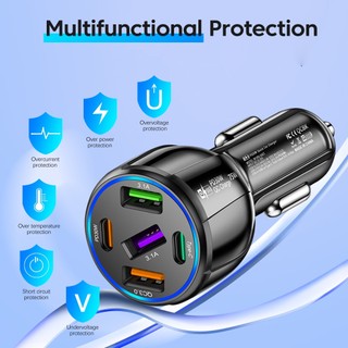 Tẩu Sạc Nhanh PD QC3.0 5 Cổng USB 75W Cho Xe Ô Tô