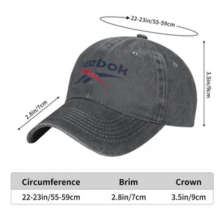 Logo Reebok (2) Mũ Denim Rửa Người Lớn 100% Cotton Cong Vành Mũ Chống Nắng Đơn Giản Thường Ngày Phù Hợp Với Mũ Bóng Chày Unisex Có Thể Điều Chỉnh Nam Nữ Mũ Cũ