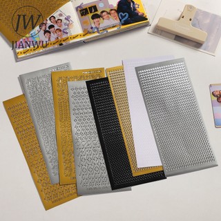 Jianwu 2 Gói / bộ Đơn Giản Bronzing Bạc Nóng PVC Goo Thẻ Trang Trí Miếng Dán Sáng Tạo DIY Sổ Tay Sổ Lưu Niệm Cắt Dán Văn Phòng Phẩm