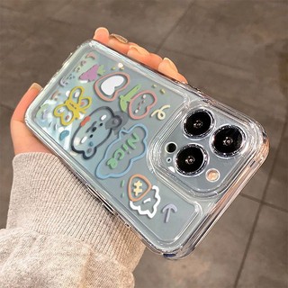 Ốp Điện Thoại Trong Suốt Chống Sốc Hình Gấu Và Bướm graffiti Cho iphone 13 12 11pro xr xsmax 7 8plus xr 14 15 15pro 15promax 14pro