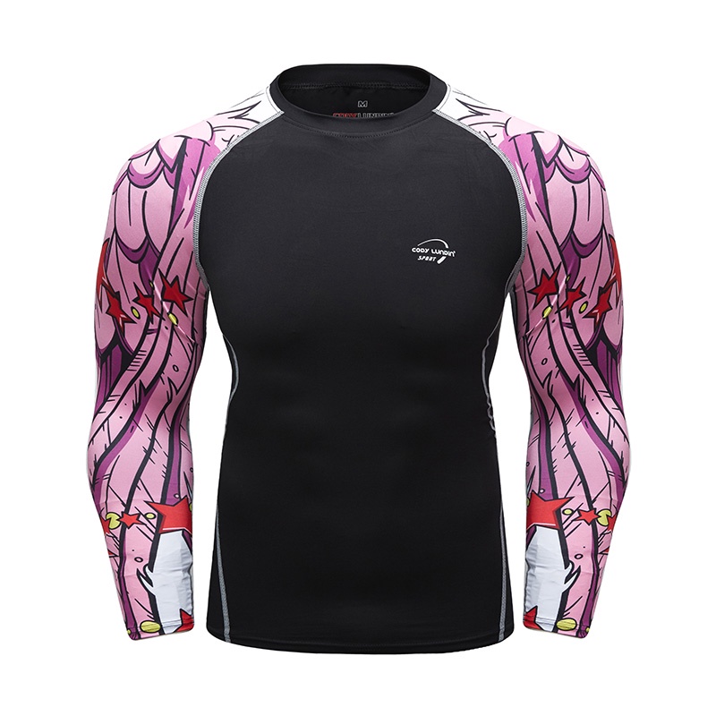 Áo Thun Thể Thao Tay Dài UPF 50 + BJJ Jiu Jitsu Rashguard Phong Cách Punk Cho Nam