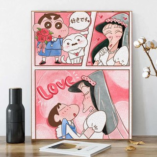 MOZI ✨Bút chì Shin 30*40CM tranh tô màu số hóa anime, sơn dầu acrylic, hoạt hình Shin-Chan trang trí
