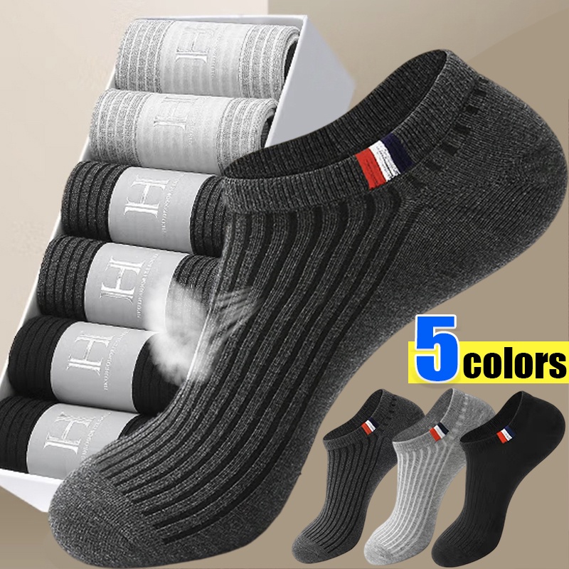 1 Đôi Vớ Cotton Mềm Cổ Thấp / Mỏng Thoải Mái Thoáng Khí Dành Cho Nam