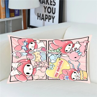 Vỏ gối hình chữ nhật cho trẻ em Sanrio Cinnamoroll & Kuromi & Hello Kitty & Melody Polyester Vỏ gối đệm ô tô Sofa Vỏ gối trang trí nhà (Không có lõi gối)