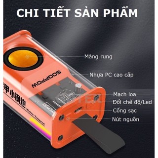 Loa Bluetooth Mini A36 Thiết Kế Trong Suốt đèn Led độc đáo,loa Không Dây Cầm Tay Nhỏ Gọn âm Thanh Hay Bass Chất