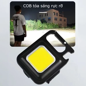 Móc chìa khoá đèn pin LED mini tích hợp mở bia, chống nước, dùng pin sạc, có nam châm đính kèm