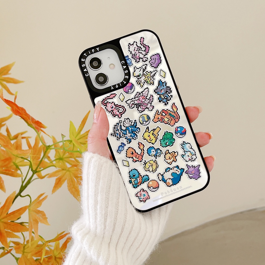 Gương Pokémon Pikachu 8bit Pixel Dễ Thương Anime Nhật Bản Hoạt Hình Trò Chơi Vỏ Cứng Vỏ Tương Thích Cho iPhone 16 Pro Max Plus 15 / 14 / 13 / 12 / 11 / X / XS / XR / SE / 8 / 7 / 6
