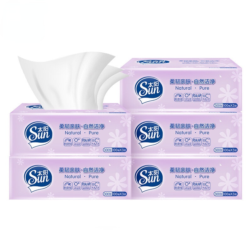 Khăn giấy rút [Sun] tissue 300 tờ 3 lớp.siêu mềm mịn an toàn không tẩy ...