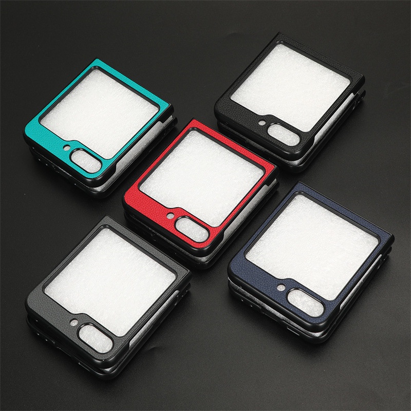 Ốp Điện Thoại Vỏ Cứng Da Cho Samsung Galaxy Z Flip 5 4 6 Flip5 Flip4 Flip6 5G Có Thẻ Holde Bảo Vệ Mùa Thu Bao